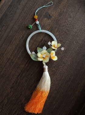 非遗绒花车挂汽车挂件创意国风送