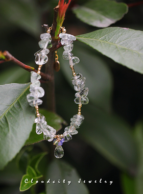 原创设计清新女绿紫晶水晶手链