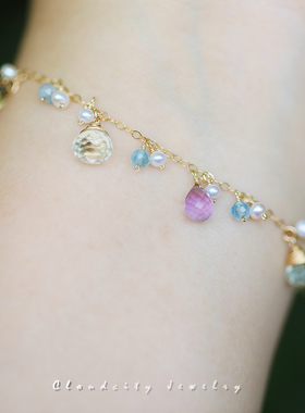 原创设计天然晶石珍珠手作手链