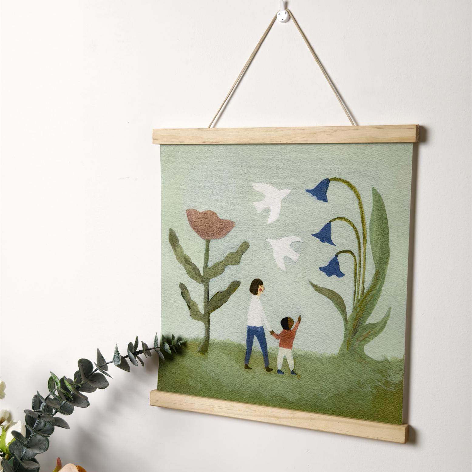 北欧简约手绘卡通花卉卷轴挂画玄关客厅电表箱遮挡儿童房挂画定制,淘宝优惠券,粉丝福利购,淘宝优惠卷