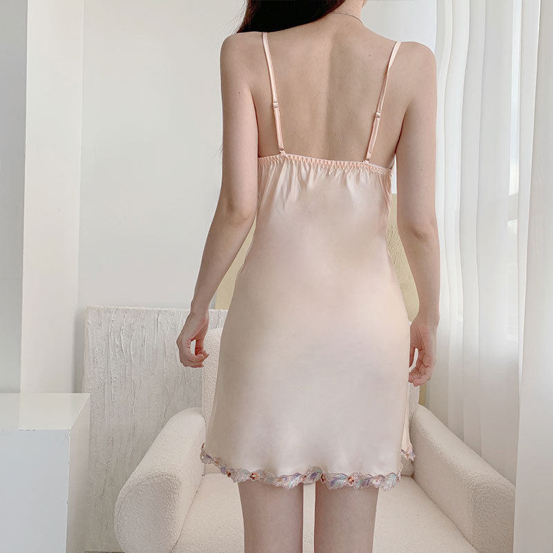性感睡衣女冰丝薄款带胸垫新款纯欲风蕾丝露背吊带睡裙 可外穿,淘宝优惠券,粉丝福利购,淘宝优惠卷