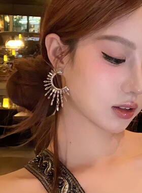 波西米亚重工浮夸满钻烟花耳环女
