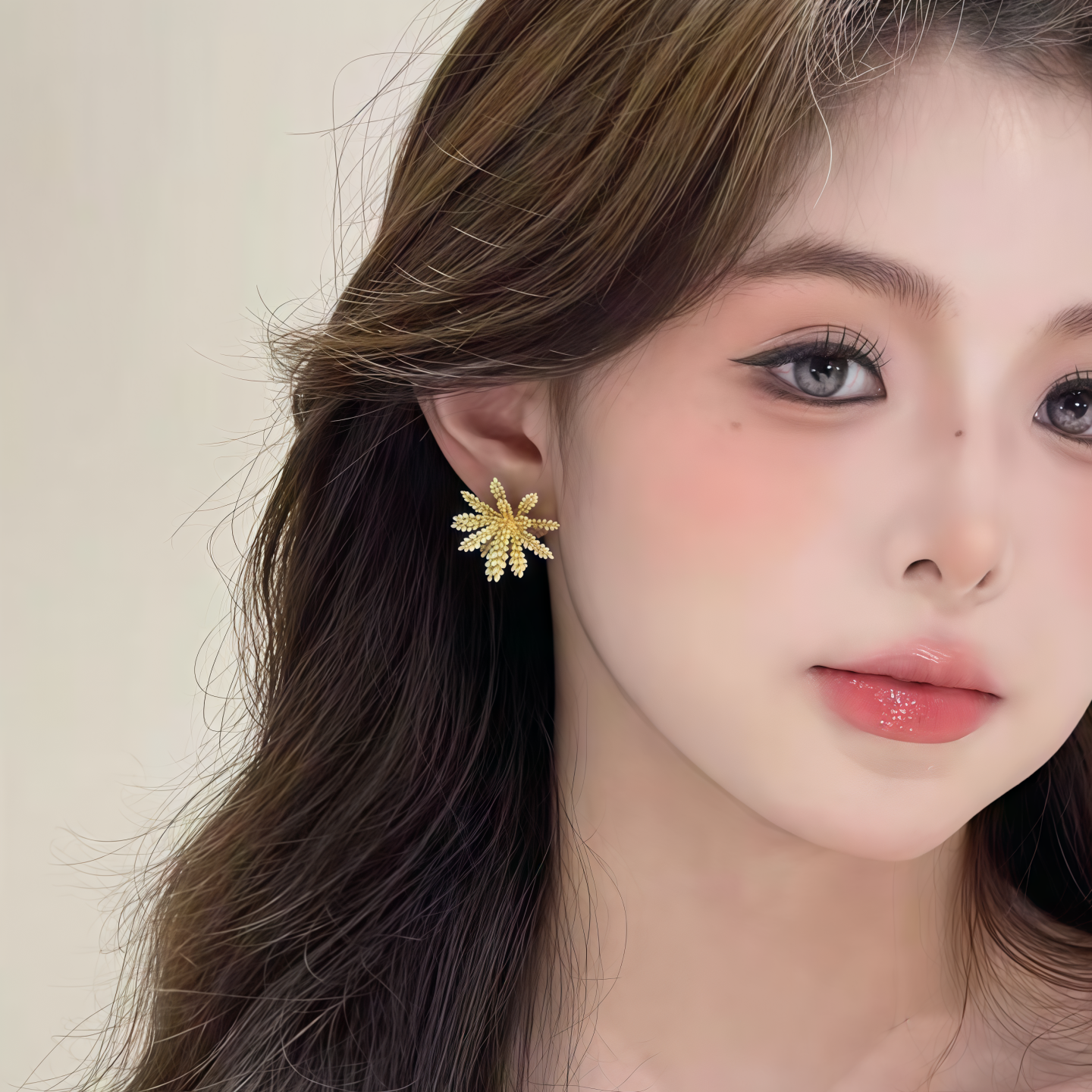 复古金色立体麦穗耳环女小众设计师款耳饰2025新款爆款高级感耳钉 - 图1