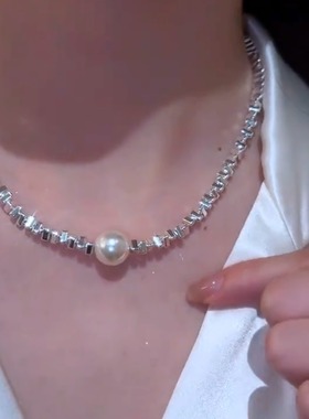 时尚气质名媛碎银子珍珠项链女