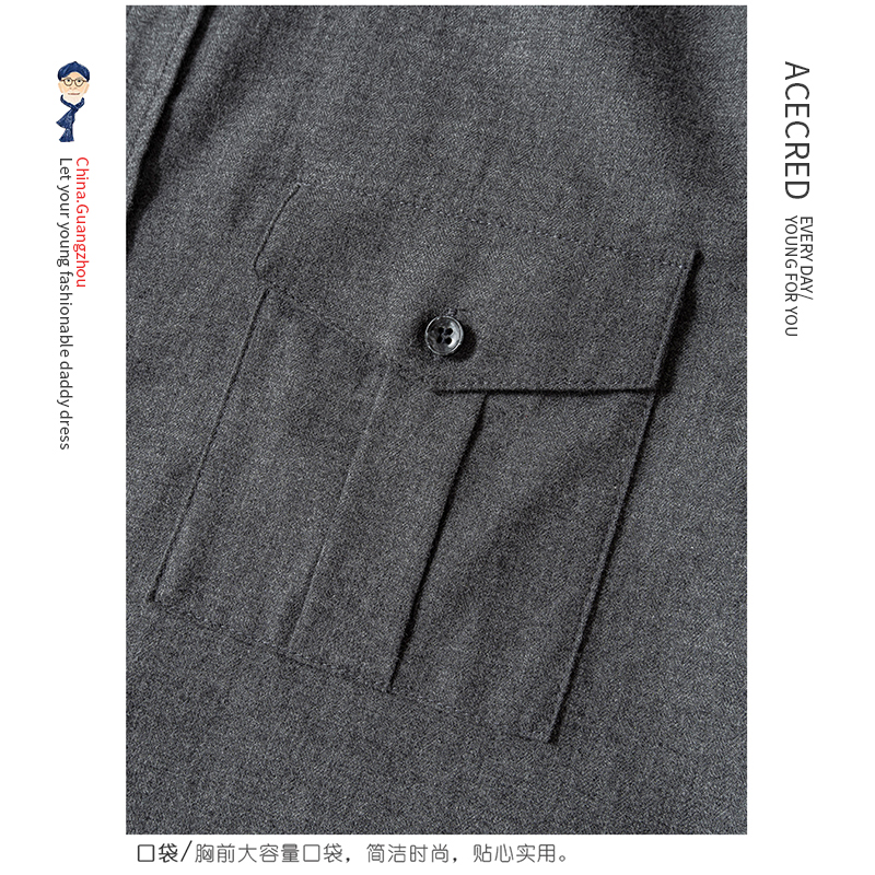 爸爸衬衫长袖中年纯棉秋装中老年人男装老爸春秋衬衣爷爷老人衣服 - 图2