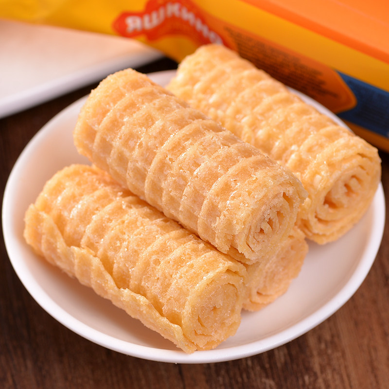 俄罗斯黄蛋卷炼奶香乳鸡蛋卷香酥夹心奶油饼干零食威化饼,淘宝优惠券,粉丝福利购,淘宝优惠卷