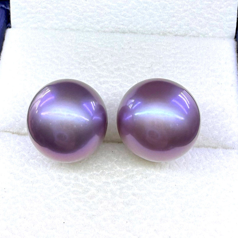 点醉天然淡水爱迪生紫色珍珠耳钉 13-14毫米正圆高贵紫素钉高品质,淘宝优惠券,粉丝福利购,淘宝优惠卷