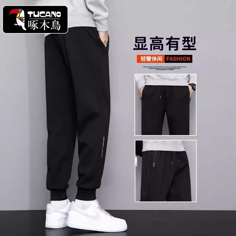 啄木鸟束脚运动裤男士春秋款2025新款宽松潮牌直筒简约百搭长卫裤,淘宝优惠券,粉丝福利购,淘宝优惠卷