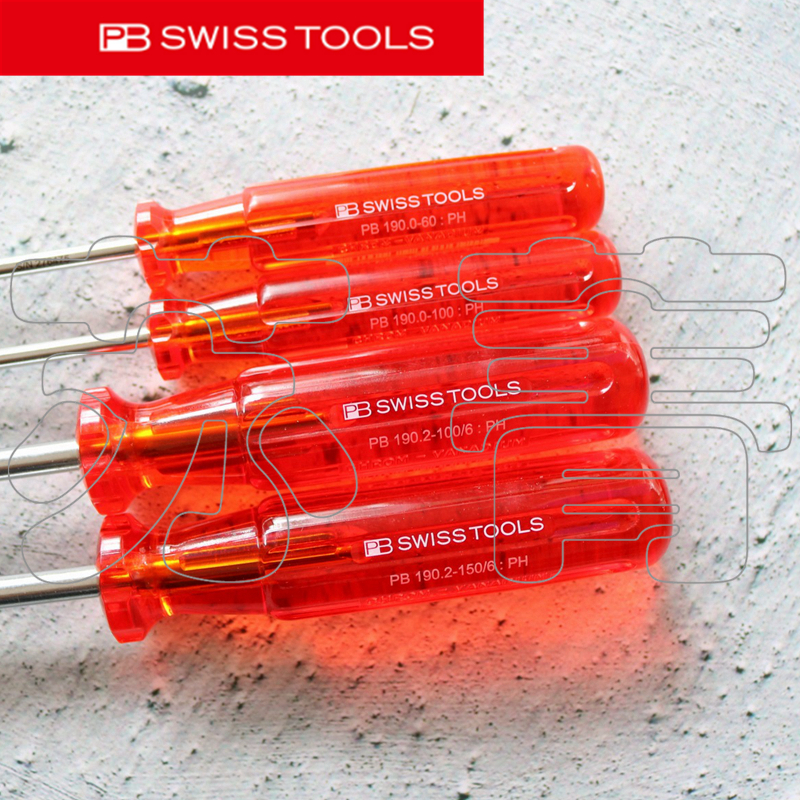 原装进口瑞士PB SWISS TOOLS经典透明硬柄十字螺丝刀PB 190 系列 - 图0