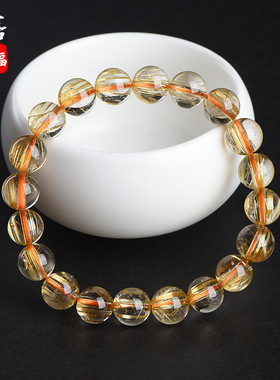 蓓蓓福  天然金发晶手链 银发晶手串 绿发晶 diy发晶钛晶手链