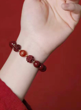 朱砂手链正品女龙年转运三合六合手串男女款本命年朱砂手串