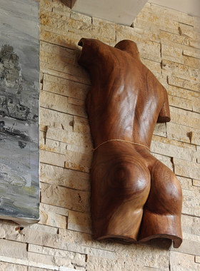 复古北欧风实木手工雕刻装饰摆件