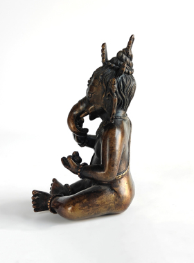 象鼻财神手工精雕铜佛像摆件