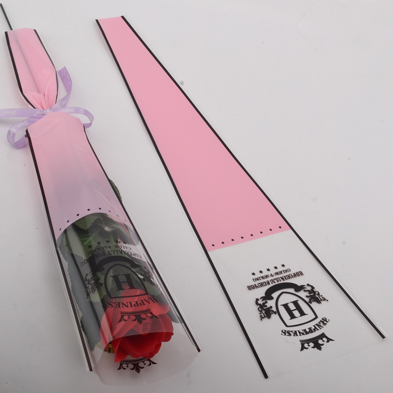 新款粉色女王单支袋花束花店花艺包装材料1支鲜花单只玫瑰花套袋