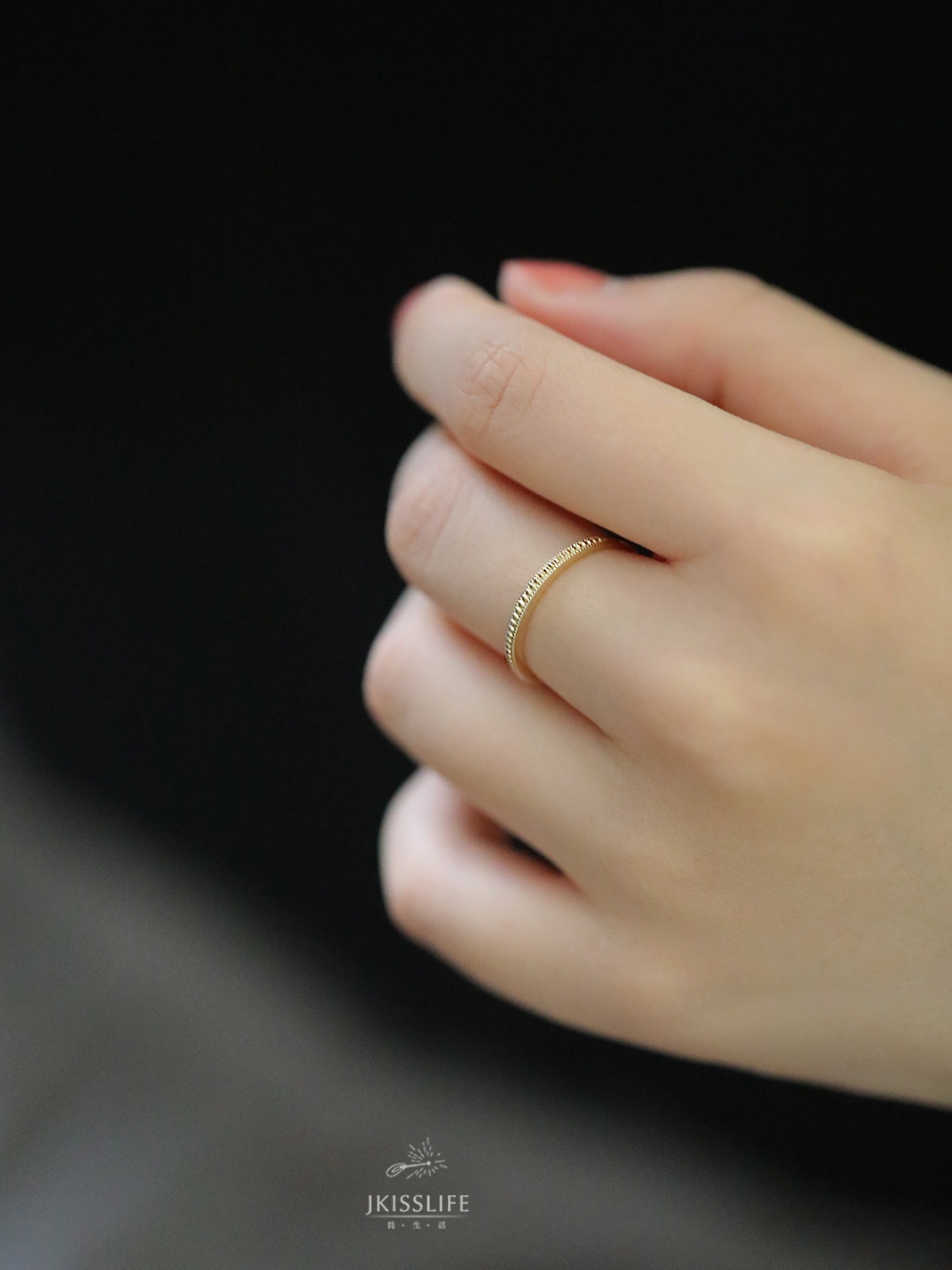 9K黄金 法式复古金豆豆 素金极简闪亮K金戒指 指环 气质叠戴款 - 图0