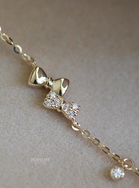 甜美蝴蝶结14K金手链百搭通勤