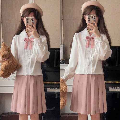 樱花家族jk制服衬衫【圣翼女高】优雅大小姐学院风原创长袖上衣女 - 图0