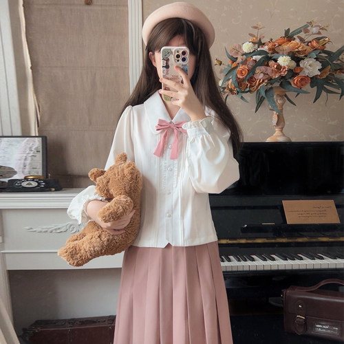 樱花家族jk制服衬衫【圣翼女高】优雅大小姐学院风原创长袖上衣女 - 图1