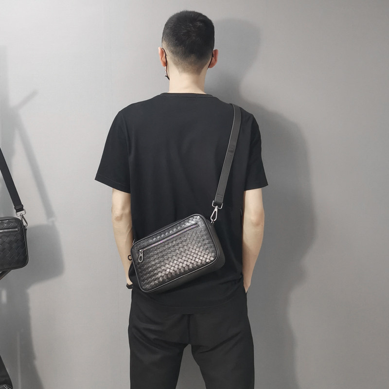 新款单肩男真皮编织小挎包女皮包 力豪男士包袋