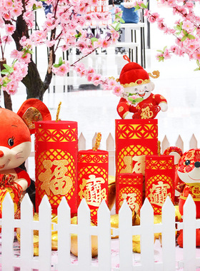 马年鞭炮装饰推头爆竹摆件坐炮