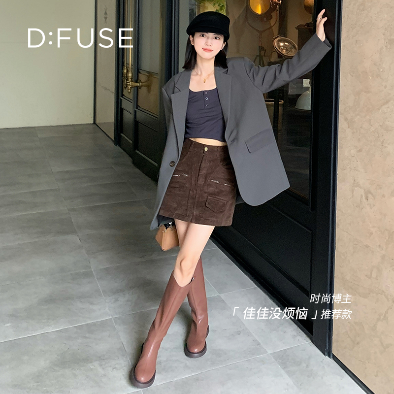 【博主同款】Dfuse迪芙斯冬款圆头骑士靴弹力瘦瘦长筒高靴 - 图1