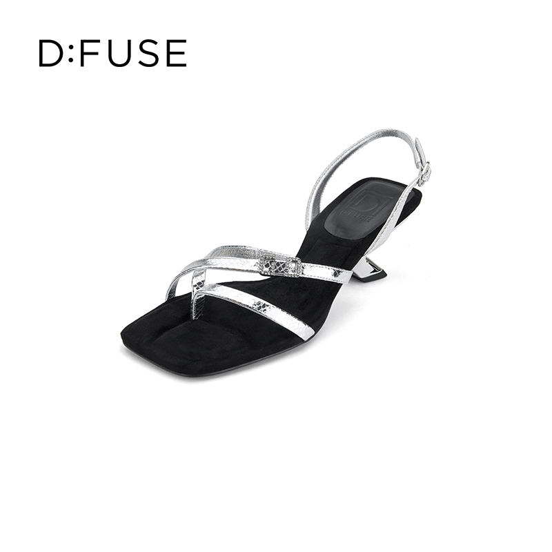 DFuse迪芙斯夏季新款方头夹趾沙滩鞋异形坡跟凉鞋DF32115352 - 图0