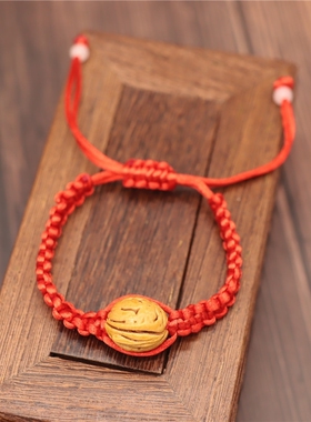 婴儿童男女手串红绳子本命年手链平安手饰红绳端午节简约桃核桃子