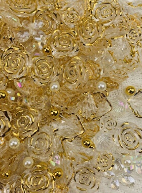 透明金边花朵巴洛克混装福袋奶油胶手机壳发夹diy配件谷美吧唧托