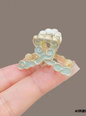 发饰边夹合金祥云青花夏天蓝色
