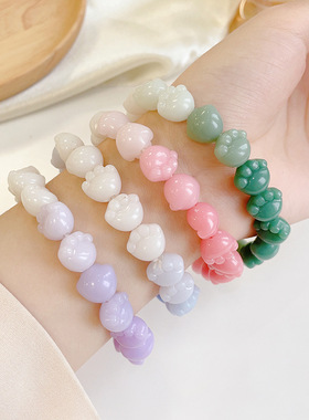 猫爪手盘串手串菩提根手链儿童小学生渐变色绕指柔女生盘的盘珠子