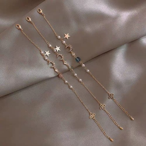 少女心手链月半弯网红闺蜜手链二人姐妹绳女学生韩版ins星月手环 - 图0