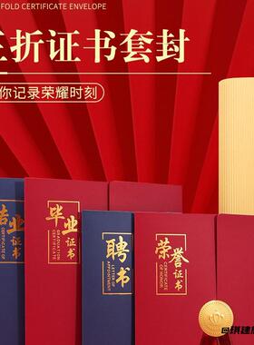 三折页封套内页A4红色烫金荣誉
