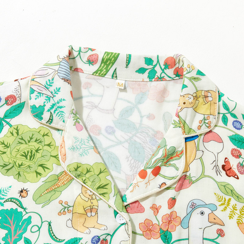 双层纱布竹棉开衫女士睡衣秋季卡通花卉修身显瘦长袖长裤居家套装,淘宝优惠券,粉丝福利购,淘宝优惠卷