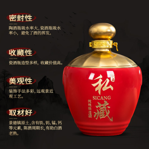 酒坛子陶瓷3斤装家用酒罐景德镇密封酒具陶瓷酒壶存酒白酒瓶空瓶 - 图1