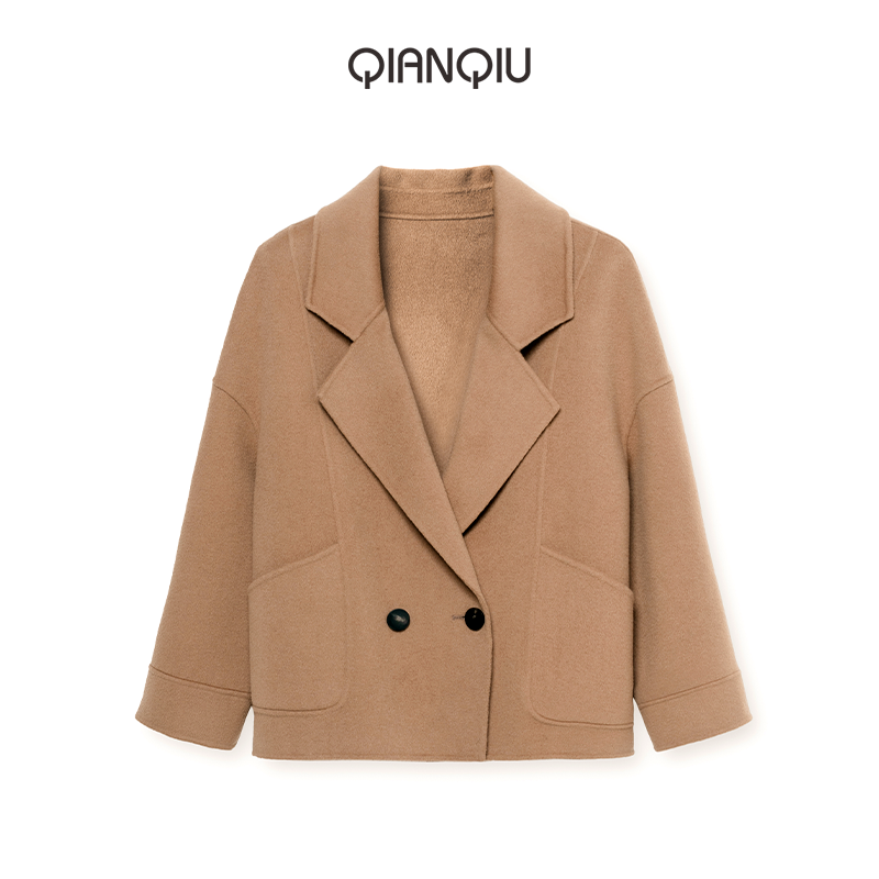 浅秋羊毛双面呢大衣女休闲简约百搭外套女秋季新款9A11230 - 图3