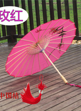 中国风儿童汉服防晒绸布油纸伞