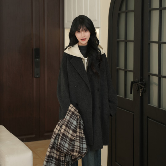 Idika Korean style temperament coat, temperament, internet celebrity, versatile spring and autumn mid-length, loose, fashionable double-sided for women