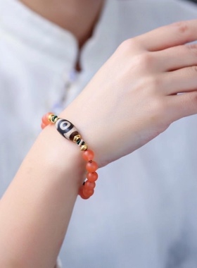 天珠 南红 手链 编织款