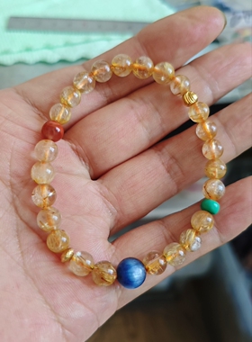 天然发晶 蓝晶 南红 手链