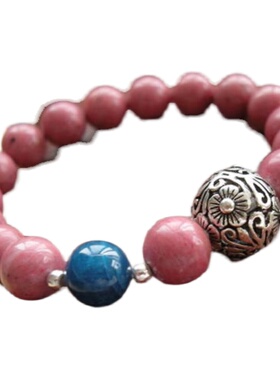 玫瑰石 紫冰银花珠 靛蓝晶 女款手链