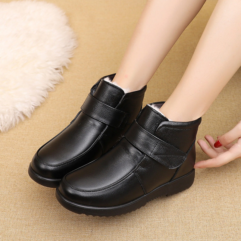 妈妈棉鞋真皮牛皮羊毛软底女鞋冬季平底防滑老年人皮鞋奶奶鞋短靴,淘宝优惠券,粉丝福利购,淘宝优惠卷