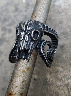 金属黑暗系骷髅钛钢指环