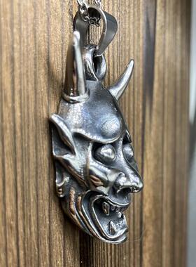 钛钢恶魔角般若面具项链日式百鬼