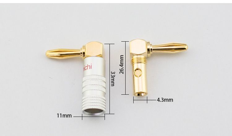 高品质美国蛇王纯铜镀金香蕉头音响喇叭线功放接线柱插免焊接-图1
