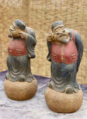 石雕天然青石装饰品复古家居商铺