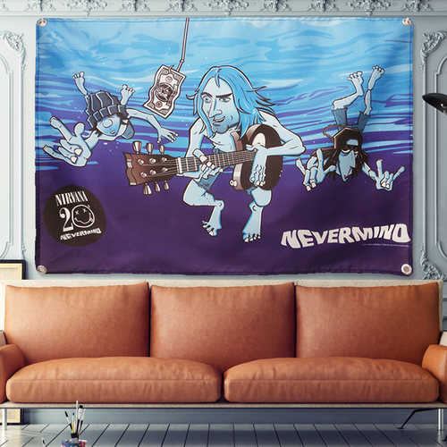 涅槃乐队NIRVANA NEVER MIND酒吧工作室摇滚装饰挂旗背景墙饰挂布 - 图2