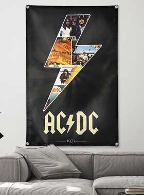 ACDC摇滚乐队背景墙装饰挂布挂旗