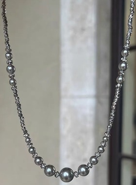 法国Chrry Koop精致闪耀切花珠真多麻色水晶珍珠项链小众设计