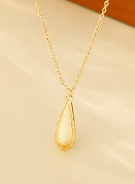 法国Chrry Koop新款拉丝水滴项链女个性新中式复古高级感颈链