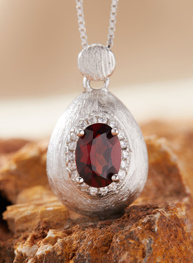 法国chrry koop紫水晶彩宝项链女s925银黄水晶石榴石拉丝吊坠锁骨